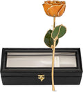 Forever Rose Hand-Dipped in 24K Gold, Golden Topaz-Inspired November Birthstone with Sparkles, Real Rose in Leather Case with LED Light, Perfect Ready to Gift for November Birthday or Any Occasion