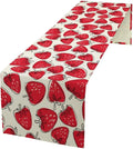Strawberry Table Runner, Spring Summer Fruit Birthday Party Decorations Dining Room Home Kitchen Table Decor 13 x 90Inches