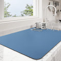 Dish Drying Mat for Kitchen Counter | Coffee Bar Mat for Countertops | Heat Resistant Drainer Mat with Non-slip Rubber Backed | Hide Stain Kitchen Absorbent Draining Mat | Blue 16"x24"
