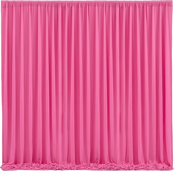 Hot Pink Backdrop Curtain 10 Panels-Wrinkle-Free Polyester Photography Drapes for Wedding Party Photo Background Decorations- 40 X10FT