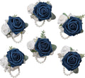 Meldel Blue Wrist Corsage,Set of 6, Prom Wrist Flower Girl/Mother Corsages Wristlet Perfect for Bride Bridesmaids Wedding Guests Hand Flower, Party, Homecoming, Ceremony Anniversary