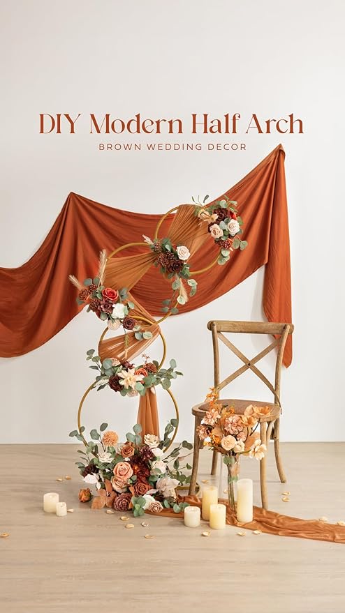 Ling's moment Fall Artificial Flowers 25Pcs Amber Roses Decor w/Stems,3" Real Touch DIY Foam Floral for Wedding Bouquet/Centerpieces, Outdoors Party Backdrop, Room/Table, and Garden/Pot Decorations