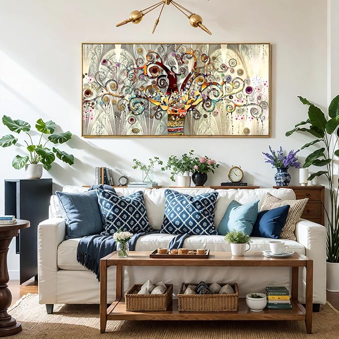 Wall Art Abstract Art Paintings Tree of Life Posters Prints Landscape Picture Colorful Modern Canvas Painting for Living Room Bedroom Office Large Decor 30"x60" with Framed