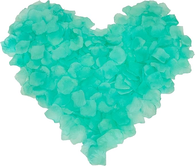 1000 PCS Separated Artificial Aqua Splash Rose Petals for Romantic Night for her Set,Fake Flower Petals for Flower Girl,Silk Rose Petals for Valentine Day Party Romantic Decorations(Tiffany Blue)