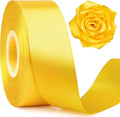 1-1/2 Inch Wide Yellow Satin Ribbon, 50 Yards Solid Polyester Fabric Ribbon for Roses Making, Gift Wrapping, Christmas, Wedding Decorations, Crafts, Bows