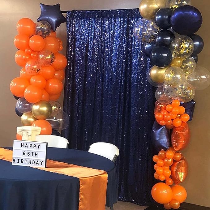 Navy Blue Sequin Backdrop Curtain 10FT x 10FT 1Panel Blue Glitter Photography Background Shimmer Backdrop for Wedding Party Baby Shower Holiday Event Party Decor