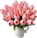 UKELER Pink Tulips Artificial Flowers Bulk 24 Pcs Fragrant Real Touch Artificial Tulip Flowers for Home Kitchen Wedding Birthday Party Decorations