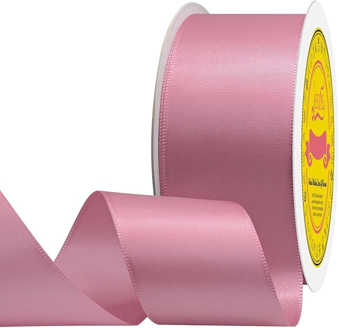 Double Face Rose Mauve Satin Ribbon 1-1/2 inch X 25 Yards Polyester Rose Mauve Ribbon for Gift Wrapping Very Suitable for Weddings Party Hair Bow Invitation Decorations and More