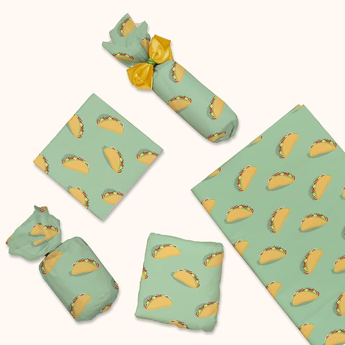 Pro Supply Global Taco Printed Tissue Paper for Gift Bags or Boxes and Wrapping - Food Designed Bulk Decorative Art Tissue Paper for Packaging and Gifting | 24 Sheets 20" x 30"