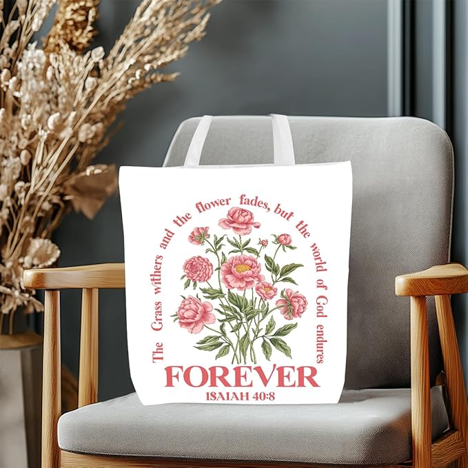 Floral Christian Gifts Religious Gifts Makeup Bag, Canvas Tote Bag Grocery Bags for Yoga Totes for Women Birthday