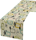 Mid Century Table Runner, Flag Retro Atomic Starburst 1950s Abstract Geometric Space Tabletop Decoration for Home Kitchen Restaurant Table Flag 13x60 Inch