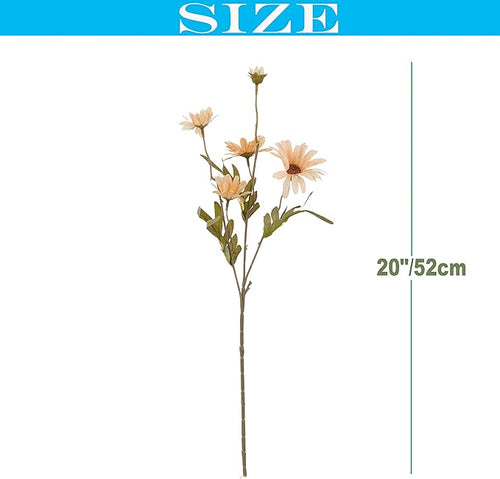 12pcs Gerbera Daisy Artificial Flowers 20 Inch Long Stem Artificial Daisy Mums for Home Décor Centerpiece Wedding Bridal Bouquet DIY(Light Champagne)