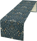 Vintage William Morris Table Runner, Rustic Country Farmhouse Blue Botanical Floral Boho Table Runner for Kitchen Dining Home Party Wedding, 13x90 Inch
