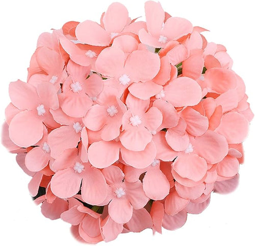 10PCS Silk Hydrangea Heads with Stems Artificial Flowers for Wedding Party Home Decor (Pink 3#)