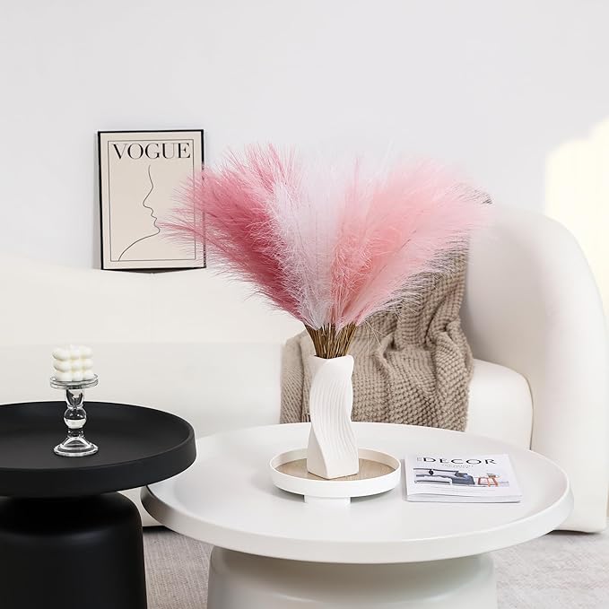 60pcs Faux Pampas Grass - 24 Inch Pink Pampas Grass Home Decor, Artificial Colored Pompas Grass for Room Decor, Wedding Centerpieces and Baby Shower Decorations (Blush & White & Pink)
