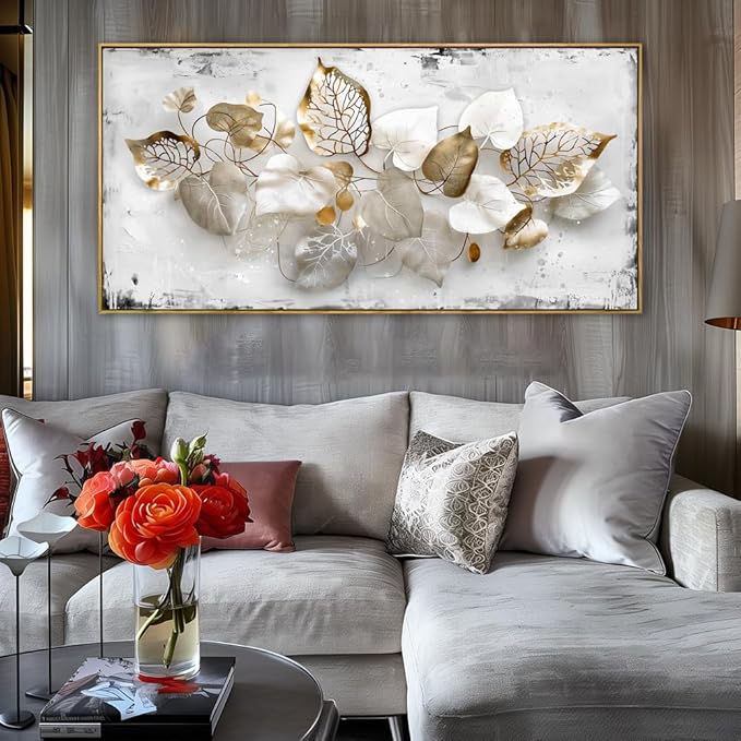 Wall Art Leaf Modern Botanical Artwork Canvas Painting for Living Room Bedroom Dining Room Home Office Decor 30"x60" with Framed