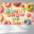 152x100cm/60x40in Donut Backdrop, Sweet Donut Grow Up Birthday Backdrop for Newborn Baby Shower Kids Girls Birthday Party Decorations & Supplies