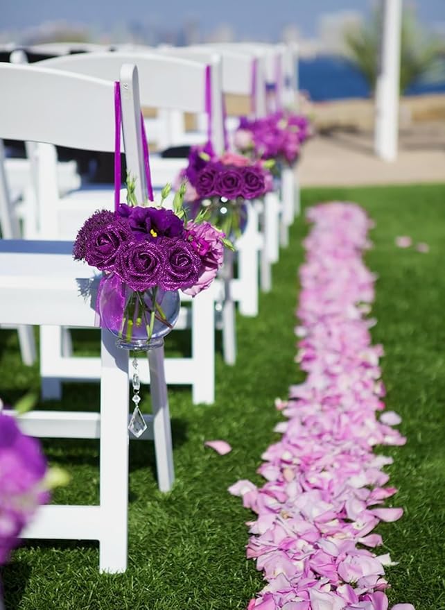 Purple Roses 30PCS Purple Glitter Flowers Bouquet 3.15" Artificial Roses with Stems for DIY Wreath Wedding Christmas Home Party Decor