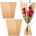 50Pcs Flower Bouquet Wrapping Paper Bags - Kraft Paper & Clear Sleeves for Bouquets, Flower Bar Supplies, Wedding, Mother’s Day, Graduation Gift, 9.45x3.74x17.75 Inch