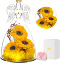Angel Sunflower Mothers Day Blessing Gifts, Angel Figurines with LED Light Real Sunflower Gifts for Her Mom Grandma Wife,Glass Angel Figurines for Valentine Anniversary Birthday Gift