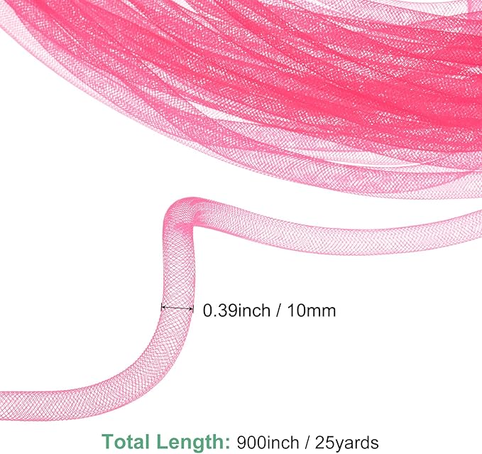 Mesh Tube Ribbon 25 Yards, 10mm Elastic Fabric Ribbons Mesh Tubing for Crafts/Gift Wrapping/Flower Bouquets/Wedding/Birthday/Holiday/Wreaths Christmas/Decoration[Peach]