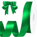 Green Ribbon 1 inch 60 Yards Christmas Ribbon Double Faced Green Satin Ribbons for Gift Wrapping Crafts Hair Bows Home Party Christmas Decorations