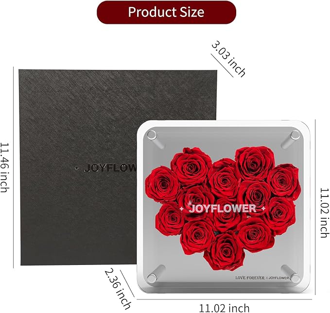 JoyFlower Preserved Flowers for Her, Real Red Eternal Roses Birthday Gift with Elegant Gift Box Forever Flower for Girlfriend Wife Mom Women in Valentine's Mother's Day Wedding Anniversary Christmas