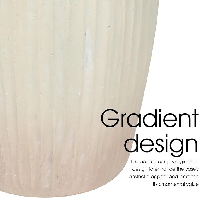 Oakrain 15" Tall Rustic Vase, Decorative Flower Vase for Table with Gradient Design, Large Floor Planter for Indoor Plants, Home Decor, Living Room, Entryway, Beige