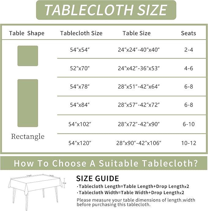 Square Table Cloth,100% Waterproof Tablecloth Oil Proof Spill Proof Vinyl Table Cloth, Wipe Clean Plastic Table Cover for Dining, Camping, Indoor and Outdoor 54" x 54",Green Leaves