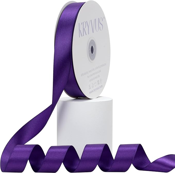 Purple Satin Ribbon, Double Faced 7/8 Inch X 50 Yards Purple Ribbon, Premium Satin Ribbon for Gift Wrapping, Crafts, Hair Bow Making, Sewing, Flower Bouquet, Wedding Party Decor