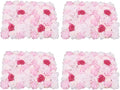 16"x 24" Artificial Flower Wall Panels,Flower Wall Mat Silk Flower Panels for Outdoor Garden Backyard Fence Fence Privacy Screen and Indoor Wall Decor (4Pcs Pink+Rose)