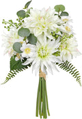 Dahlia Artificial Flowers 9PCS Fake White Flowers Realistic Dahlia Daisies Silk Flower Arrangements Faux Flowers for Vase Floral Centerpiece Arrangements Wedding DIY Bridal Bouquet Party Home Decor