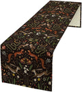 Rustic Forest Table Runner, Fairy Tale Forest Woodland Wild Animals Moths Flowers Table Runner for Farmhouse Cottage Kitchen Dining Table Decor Indoor Outdoor Party, 13x90inch