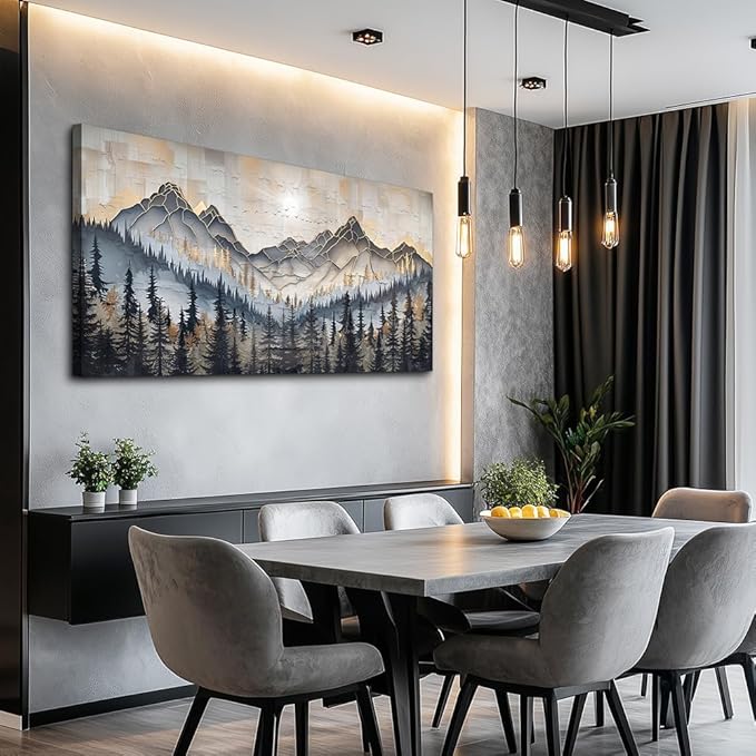 PHAOHUAXM Large Canvas Wall Art For Bedroom Large Wall Decor For Living Room Dining Room Modern Office Abstract Ink-Wash Landscape Mountain Wall Pictures Artworks Home Decor Ready To Hang 24"X48"