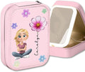 Wrappiness Girls & Women Lovely Makeup Box With LED Mirror - Personalized Jewelry Box Organizer Portable Ideal for Travel, Gift for Daughters Sisters Friends (Lovely Girl, Teen Girls)