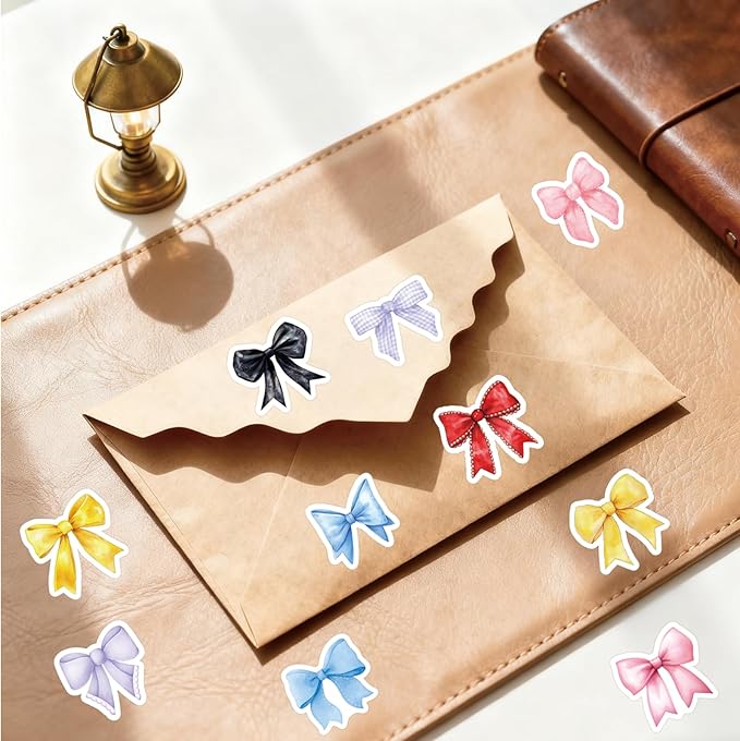 18 Sheets 7 Colors Bow Stickers, 720 PCS Cute Aesthetic Coquette Girly Decorative Stickers with 360 Designs for Crafts Scrapbooking Journaling Party Favors for Teens Women