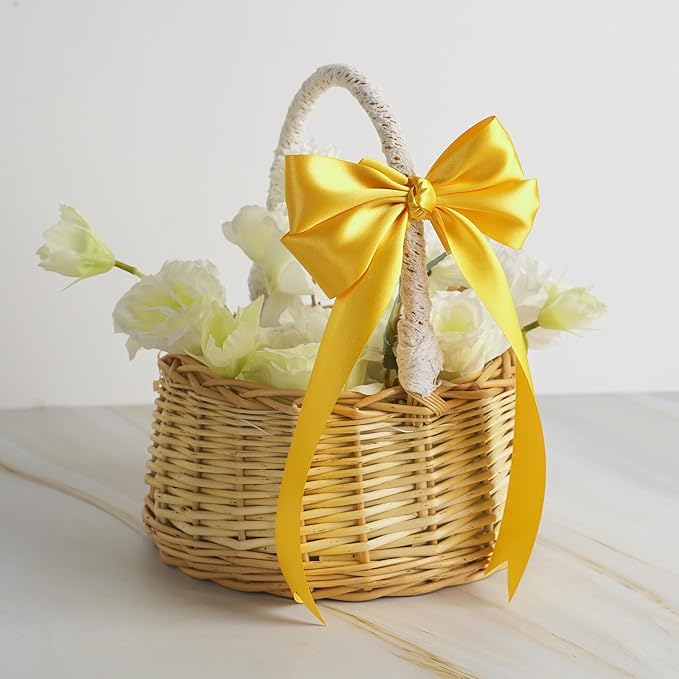 MEEDEE Satin Ribbon - 1.5 inch Yellow Double Faced Satin Ribbon, 50 Yards for Christmas, Thanksgiving, Weddings, Crafts, Flower Bouquets