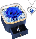 Beferr Christmas Day Rose Gifts for Mom Women Birthday Gifts Preserved Real Rose with Necklace Eternal Roses Forever Flowers for Delivery Prime Xmas Day Flower Gifts for Grandma Wife Daughter Sister