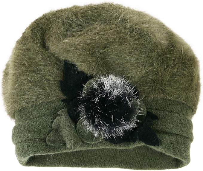VECRY Lady French Beret 100% Wool Beret Floral Dress Beanie Winter Hat
