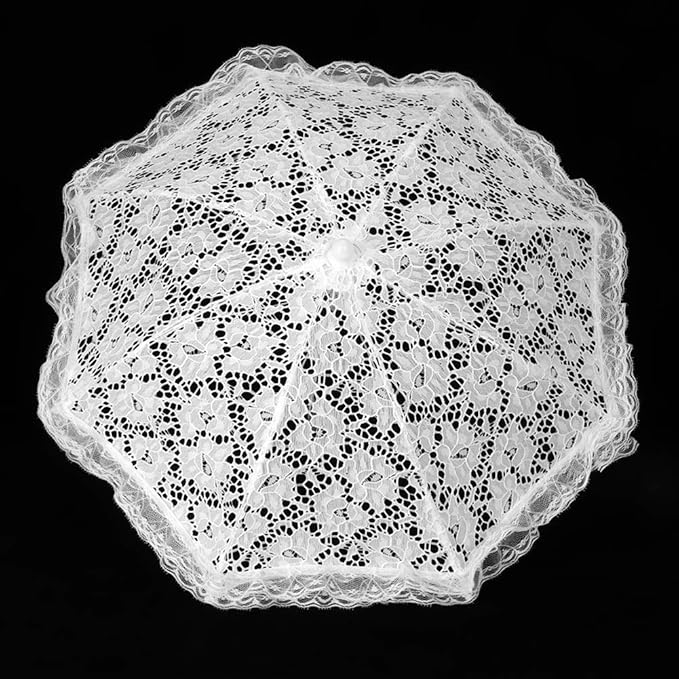 Yosoo Lace Embroidery Wedding Umbrella, Bridal Party Craft Flowers Decoration Props Accessory, for Wedding Party Celebration (51239 White)