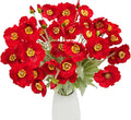 12PCS Red Poppy Flowers Artificial 23" Real Touch Stems Faux Poppies Silk Flowers for Home Decor Indoor (Red)