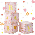 Wildflower Party Boxes, Baby in Bloom Boxes with Letters for Baby Shower Floral Wildflower Birthday Party Decorations Supplies Favors.(4PCS)
