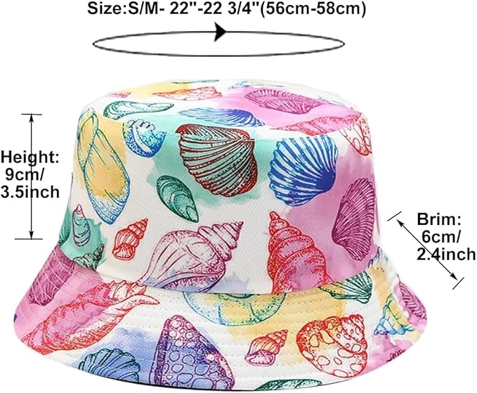 Quanhaigou Bucket Hat for Men Women,Packable Reversible Printed Sun Hats,Fisherman Outdoor Summer Travel Hiking Beach Caps