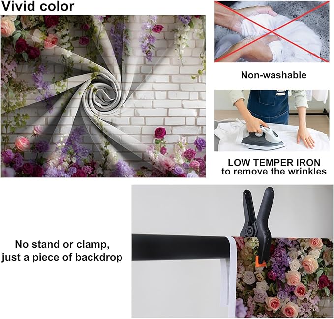 Baocicco Flower Brick Wall Backdrop 10x6.5ft Rose Flowers Photography Backdrops Baby Shower Bridal Shower Party Decorations Kids Adults Portraits Birthday Wedding Banner Supplies Props Video Studio