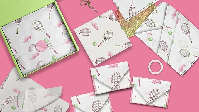 Pro Supply Global Tennis Printed Tissue Paper for Gift Bags or Boxes and Wrapping - Sports Bulk Decorative Art Tissue Paper for Packaging and Gifting | 24 Sheets 20" x 30"