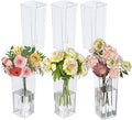 Pekky 6-Pack Clear Acrylic Flower Vases for Centerpieces, Tall Square Table Flowers Vase