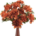 Uieke 6PCS Artificial Daisy Mums Flowers with Stem, Burnt Orange Silk Flowers Arrangement for Home Party Fall Wedding Bouquet Thanksgiving Table Centerpieces Decor (Vintage Terracotta)