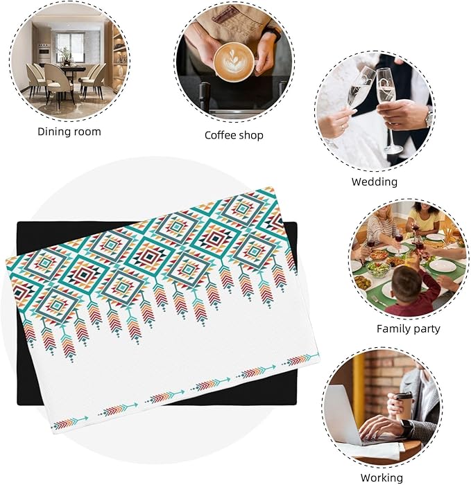 Southwest Aztec Placemats,Native American Washable Waterproof Table Place Mats Set of 4 for Dining Room Kitchen Table 12 X 18 Inch 4 PCS, Style-14