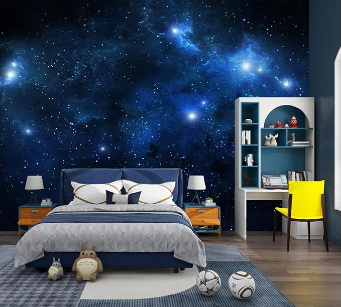 Galaxy Wallpaper Peel and Stick Night Sky Ceiling Self-Adhesive Mural for Living Room Bedroom 137"x100"