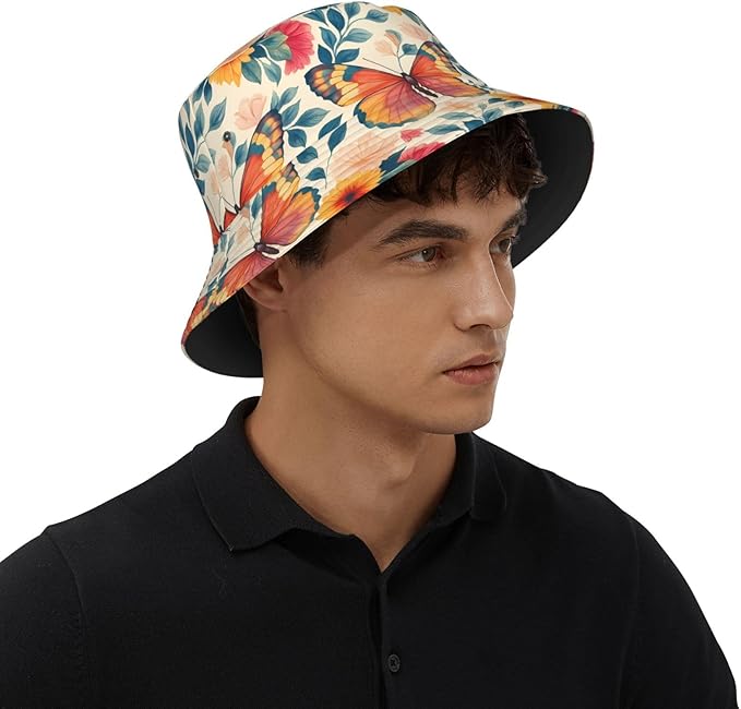 Christmas Navy Blue Tree Bucket Hat Novelty Sun Hats Trendy Fisherman Cap for Men and Women